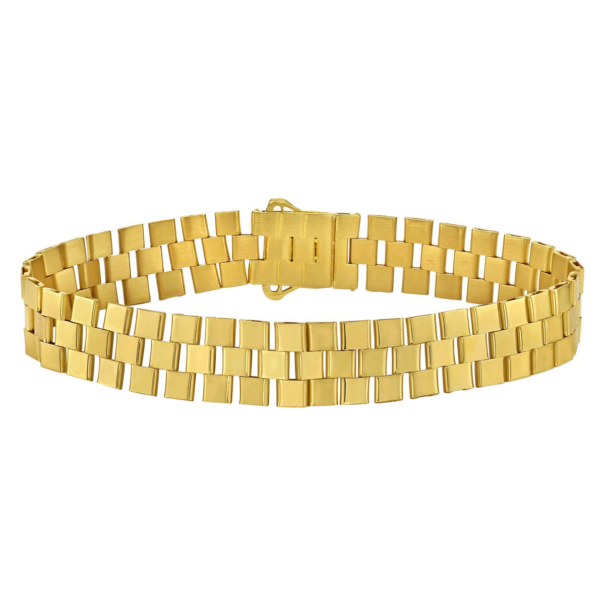 14K Yellow Gold Small Cobblestone Link Bracelet (10.00 mm), view 2