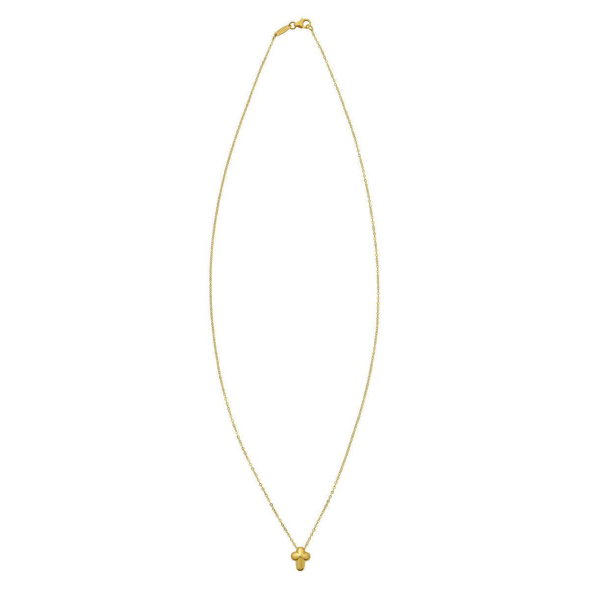 14K Yellow Gold Puffed Mini Cross Pendant Necklace, view 2