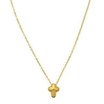 14K Yellow Gold Puffed Mini Cross Pendant Necklace, view 3