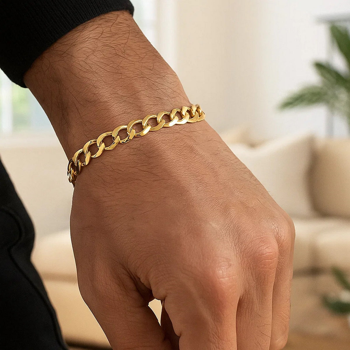 10K Yellow Gold Curb Bracelet (8.20 mm), view 6