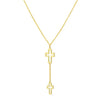 Double Cross Drop Necklace in 14K Yellow Gold