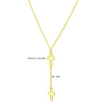 Double Cross Drop Necklace in 14K Yellow Gold, view 3