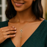 Double Cross Drop Necklace in 14K Yellow Gold, view 6