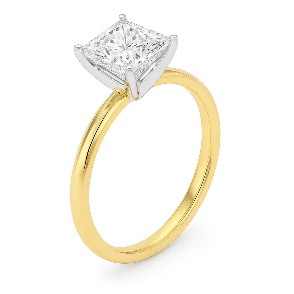 2 Carat Princess Lab Grown IGI G/VS1 Diamond Solitaire Ring in 10K Yellow Gold, view 2