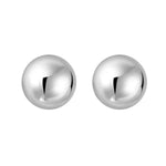 Sterling Silver Rhodium Plated Puffed Button Omega Earrings, view 2