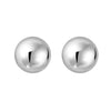 Sterling Silver Rhodium Plated Puffed Button Omega Earrings, view 2