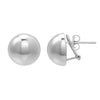 Sterling Silver Rhodium Plated Puffed Button Omega Earrings, view 3