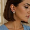 Sterling Silver Rhodium Plated Puffed Button Omega Earrings, view 6