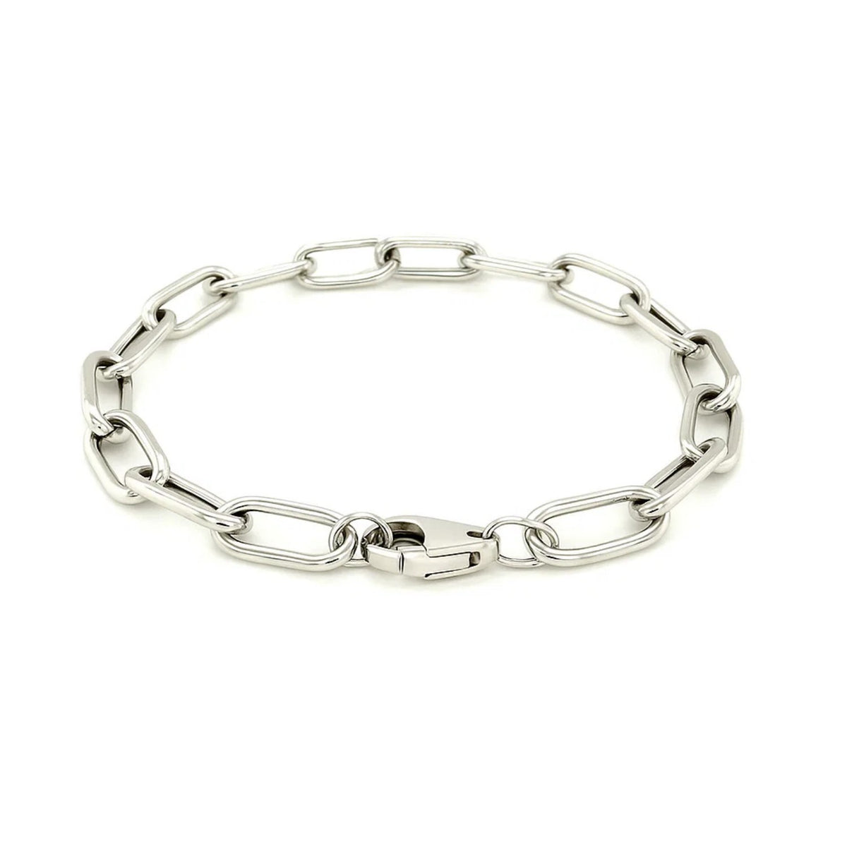 Sterling Silver Wide Paperclip Chain Bracelet (6.50 mm), view 5