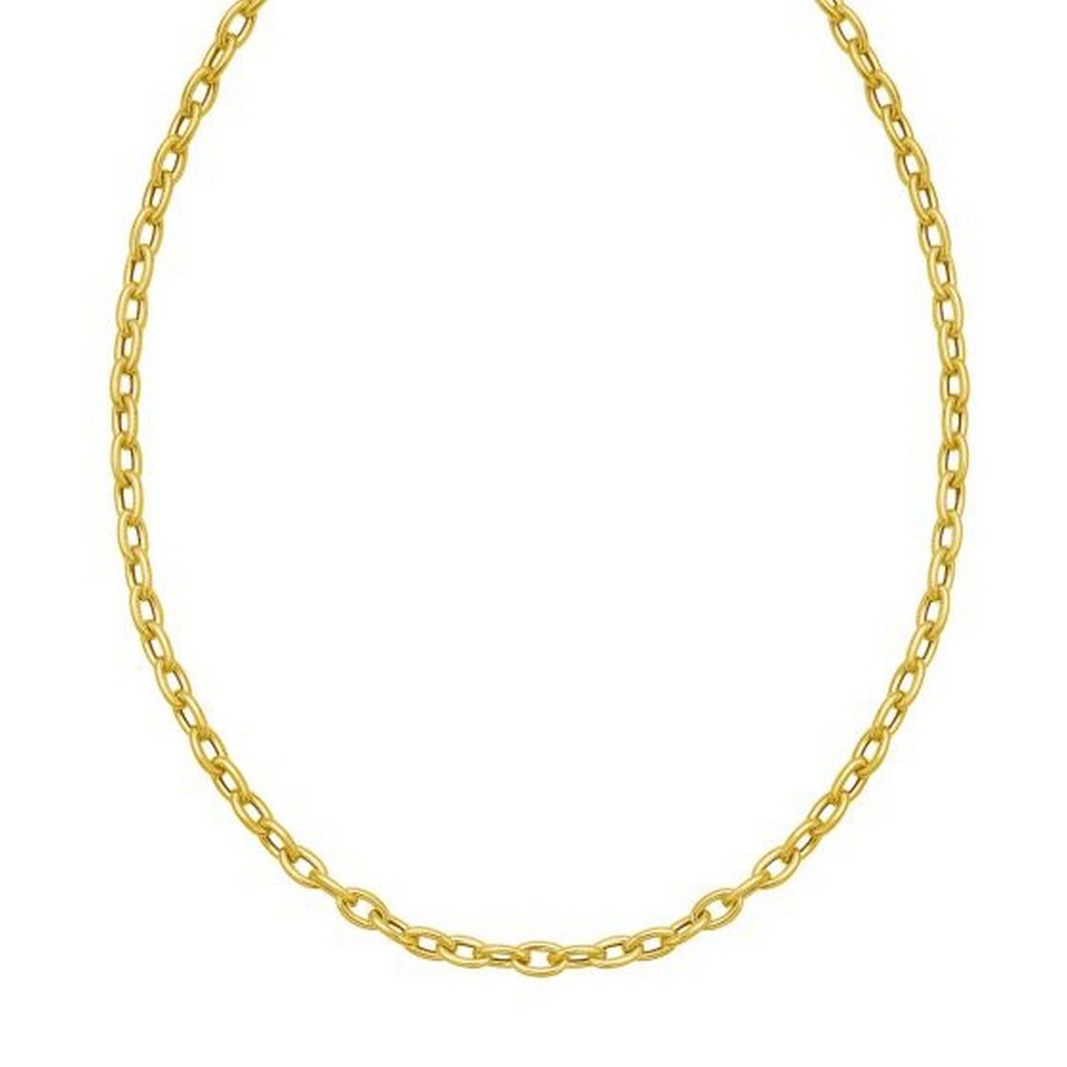 14K Yellow Gold Charm Lock Rolo Chain Necklace (5.10 mm), view 2