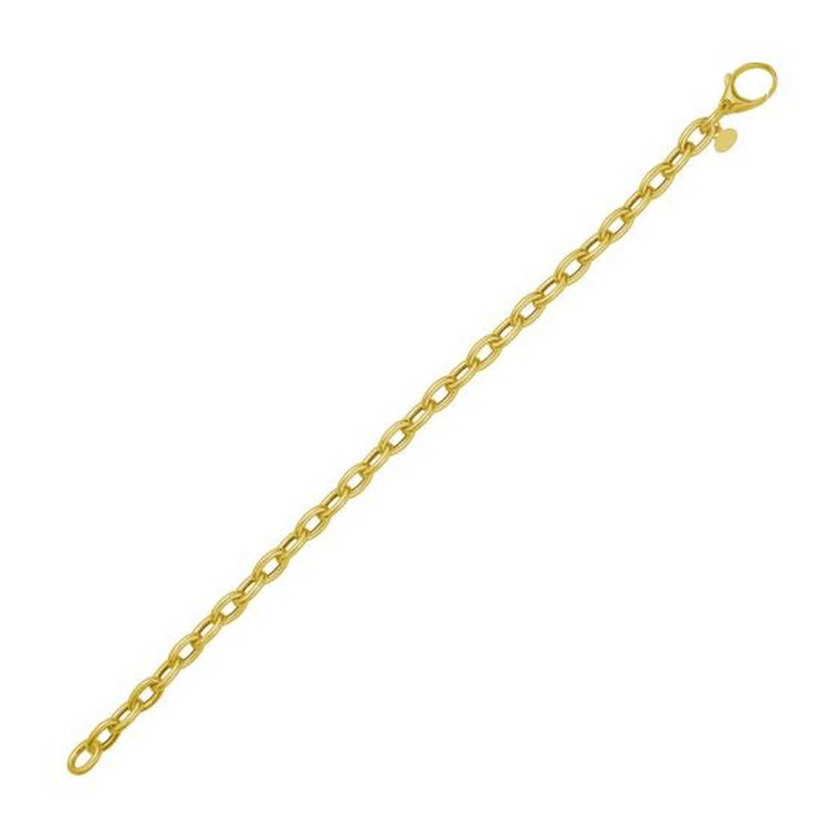14K Yellow Gold Charm Lock Rolo Chain Necklace (5.10 mm), view 3