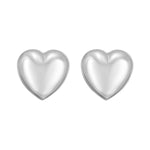 Sterling Silver Rhodium Plated Puffed Large Heart Stud Earrings, view 2