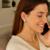Sterling Silver Rhodium Plated Puffed Large Heart Stud Earrings