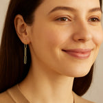14K Yellow Gold Paperclip Chain Dangle Earrings, view 3