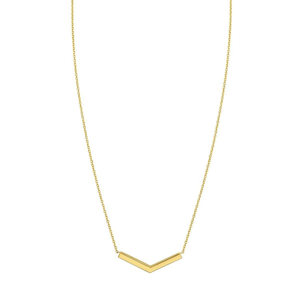 14K Yellow Gold Chevron Necklace, view 3