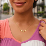 14K Yellow Gold Chevron Necklace, view 4