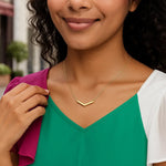 14K Yellow Gold Chevron Necklace, view 5