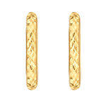14K Yellow Gold Diamond Cut Fancy Huggie Earrings, view 2