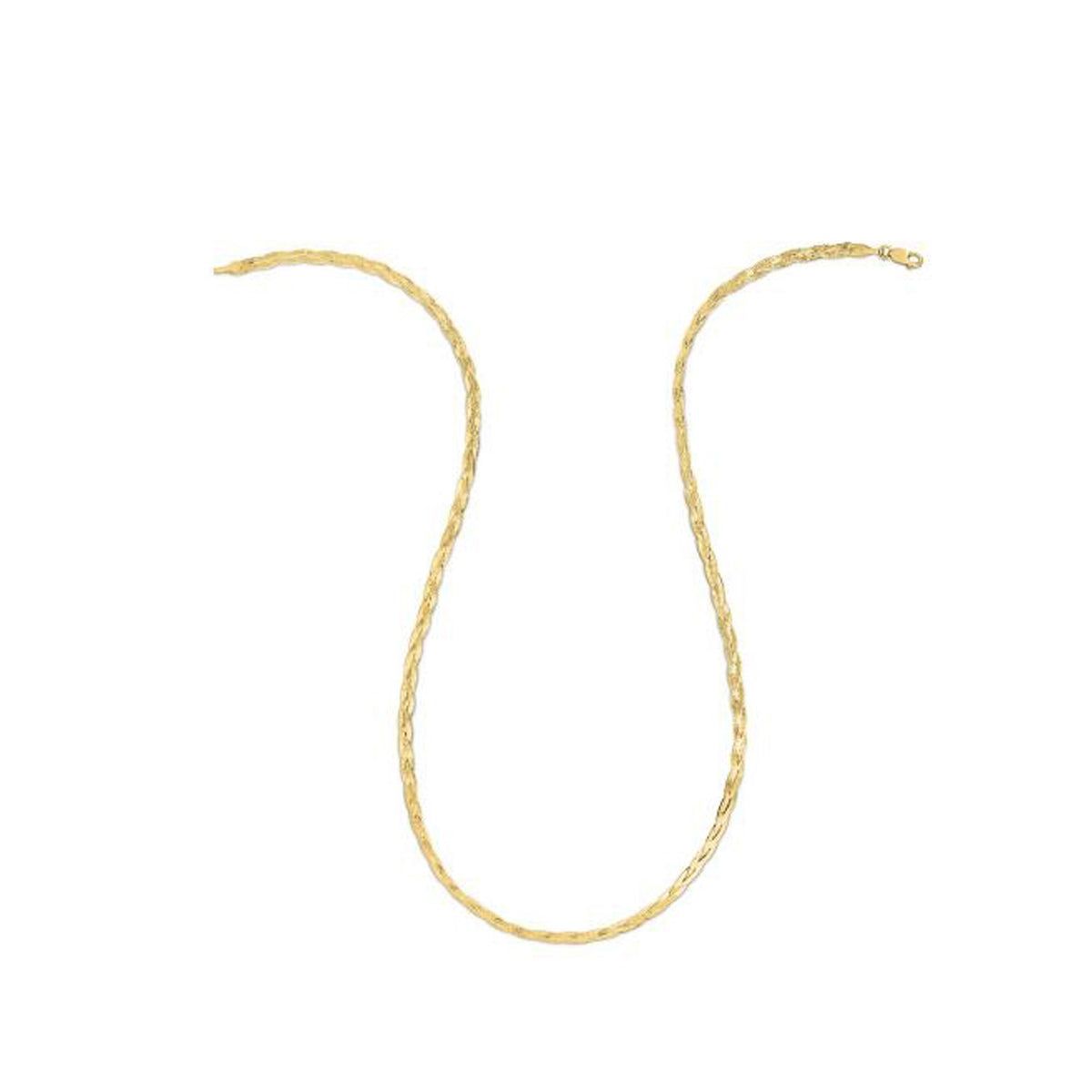 14k Yellow Gold Braided Herringbone Chain (3.20 mm), view 2