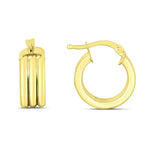 14K Yellow Gold Small Triple Row Round Hoop Earrings (10.00 mm), view 2