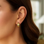 14K Yellow Gold Small Triple Row Round Hoop Earrings (10.00 mm), view 4
