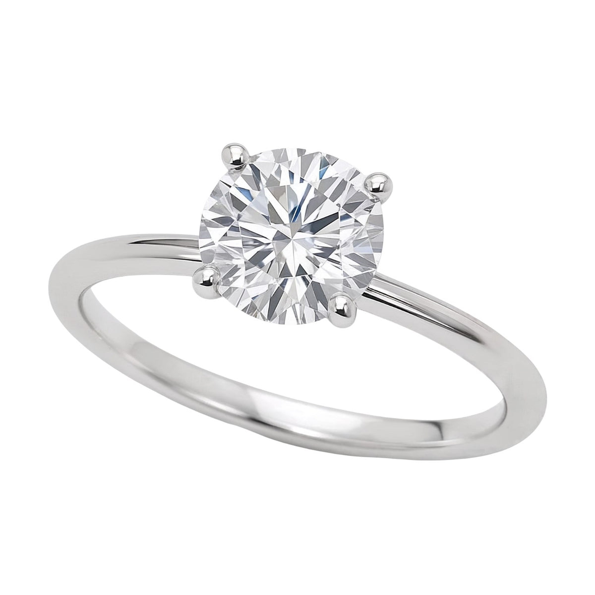 1 Carat Round Lab Grown IGI G/VS1 Diamond Solitaire Ring in 10K White Gold