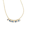 14K Yellow Gold Blue And White Topaz Dancing Drop Necklace