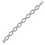 Textured Oval Link Bracelet in 14K White Gold (8.60 mm)