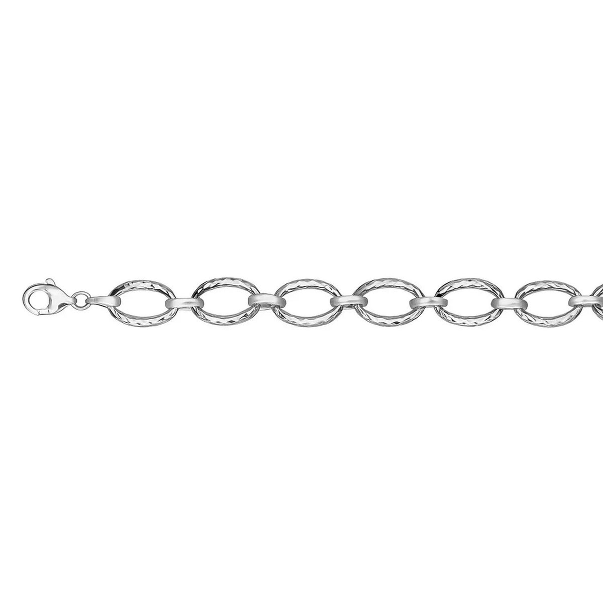 Textured Oval Link Bracelet in 14K White Gold (8.60 mm), view 3