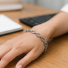 Textured Oval Link Bracelet in 14K White Gold (8.60 mm), view 6