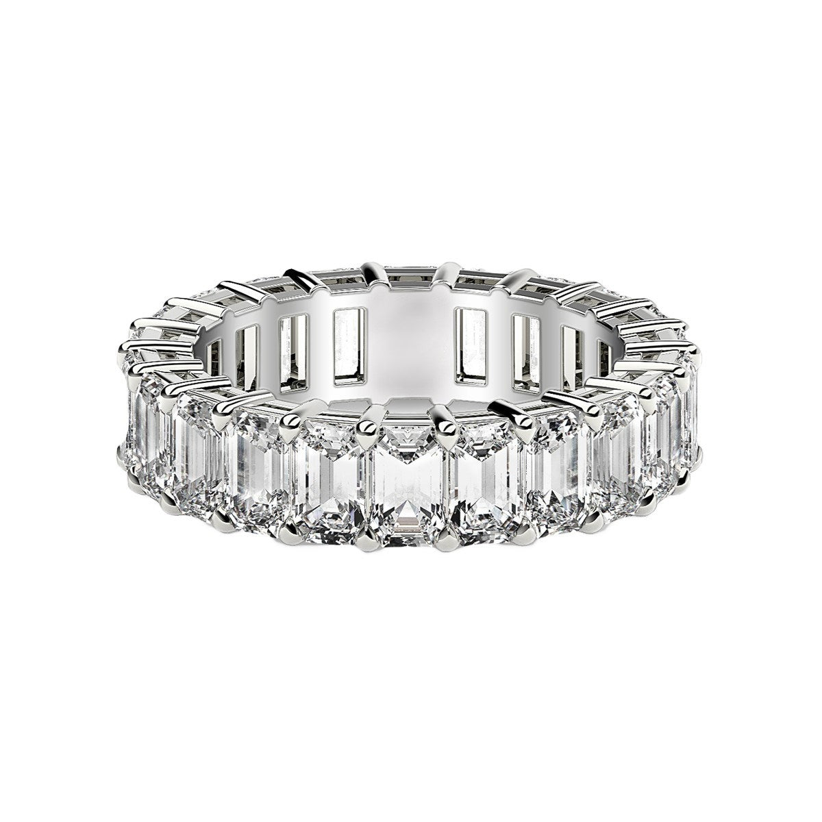 Emerald Cut Lab Grown Diamond Eternity Ring in 14K White Gold (2 cttw FG/VS2), view 2