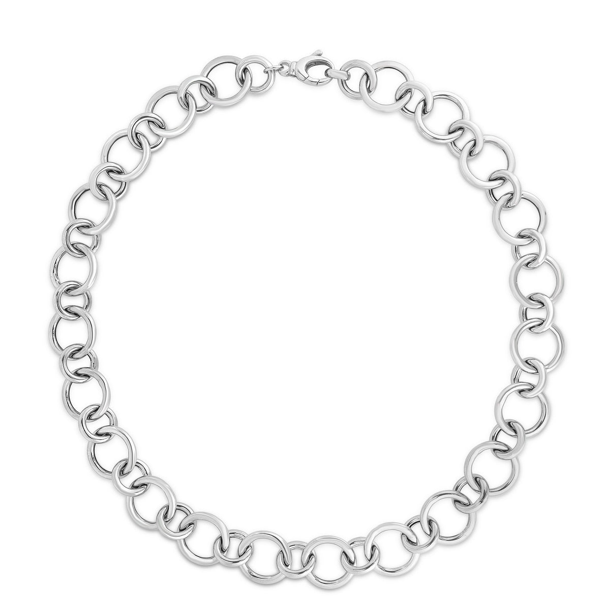 Sterling Silver Rhodium Plated Round Link Bracelet, view 2