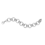 Sterling Silver Rhodium Plated Round Link Bracelet, view 3