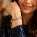 Sterling Silver Rhodium Plated Round Link Bracelet, view 5