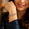 Sterling Silver Rhodium Plated Round Link Bracelet, view 5