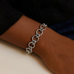 Sterling Silver Rhodium Plated Round Link Bracelet, view 6