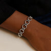 Sterling Silver Rhodium Plated Round Link Bracelet, view 6