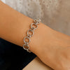 Sterling Silver Rhodium Plated Round Link Bracelet, view 7