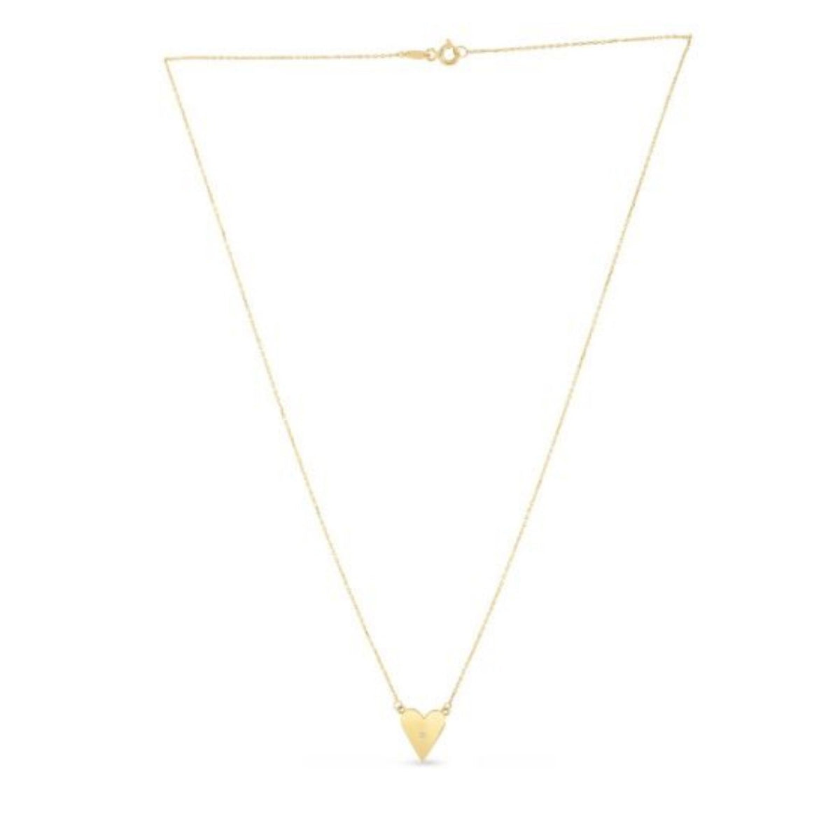 14K Yellow Gold High Polish Elongated Heart Necklace, view 2