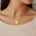 14K Yellow Gold High Polish Elongated Heart Necklace, view 4