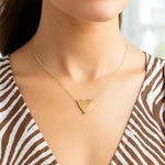 14K Yellow Gold High Polish Elongated Heart Necklace, view 5