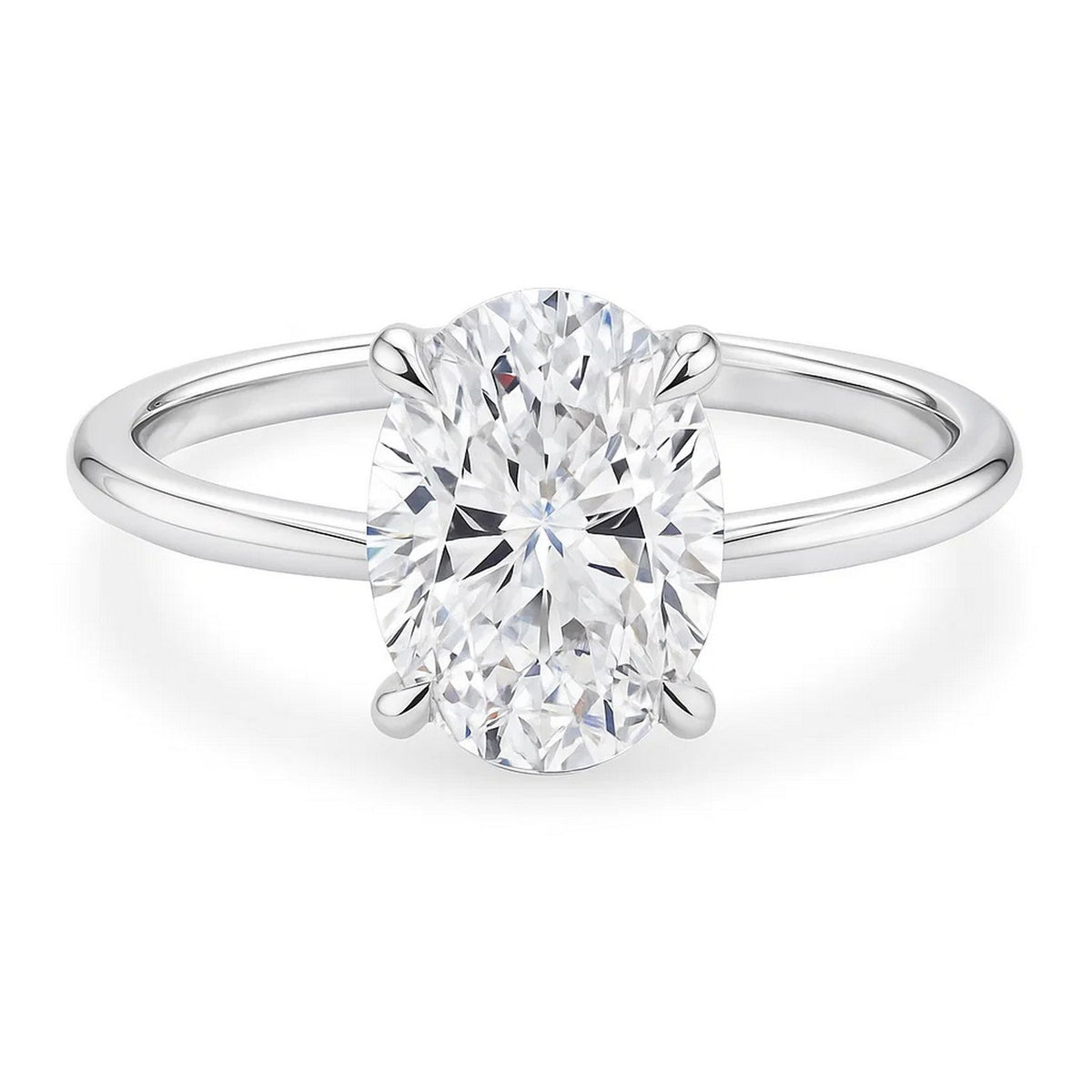 5 Carat Oval Lab Grown IGI G/VS1 Diamond Solitaire Ring in 10K White Gold, view 2