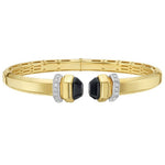 14K Yellow Gold Black Pyramid Art Deco Open Cuff Bangle (6.00 mm), view 3
