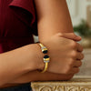 14K Yellow Gold Black Pyramid Art Deco Open Cuff Bangle (6.00 mm), view 5