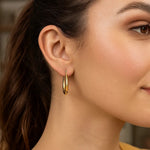 10K Yellow Gold Graduated Oval Light Weight Hoop Earrings, view 2