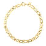 Oval Domed Paperclip Bracelet in 14K Yellow Gold, view 2
