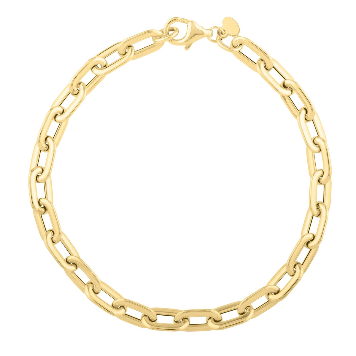 Oval Domed Paperclip Bracelet in 14K Yellow Gold, view 2