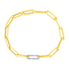 14K Yellow Gold Paperclip Chain Bracelet with Diamond Link (6.00 mm)