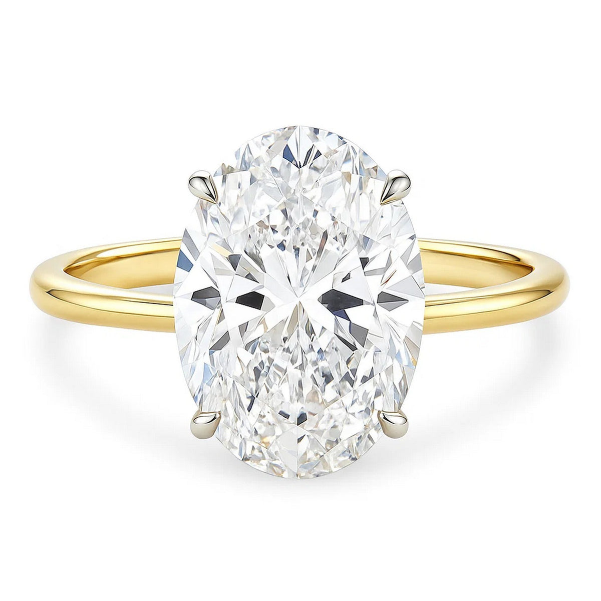5 Carat Oval Lab Grown IGI G/VS1 Diamond Solitaire Ring in 10K Yellow Gold, view 2