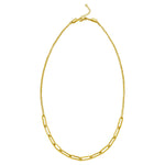 14K Yellow Gold Adjustable Paperclip Link Necklace, view 2